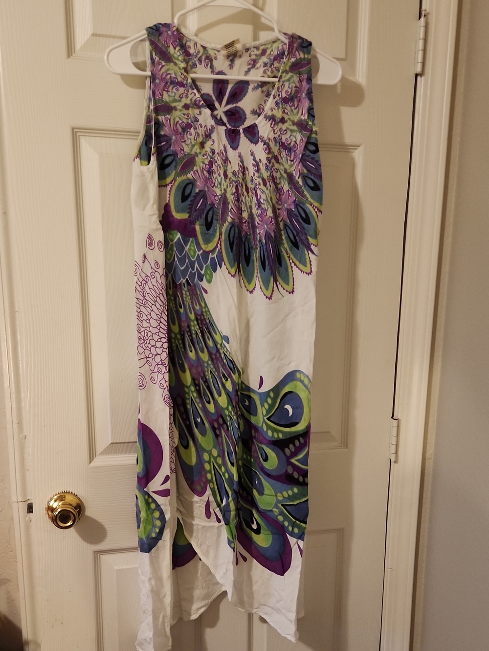 Seven Islands Floral Summer Beach Vacation Dress Top in Purple and Green Sz M